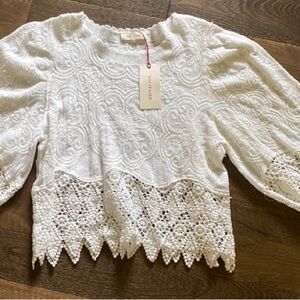 NWT Crop Embellished and lace edge top